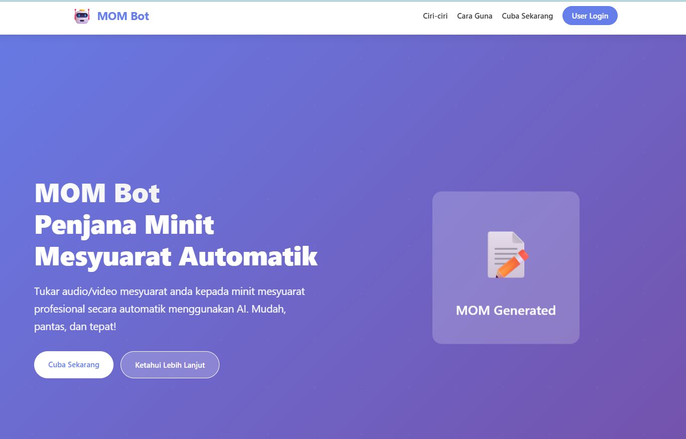 MOM Bot Penjana Minit Mesyuarat Automatik